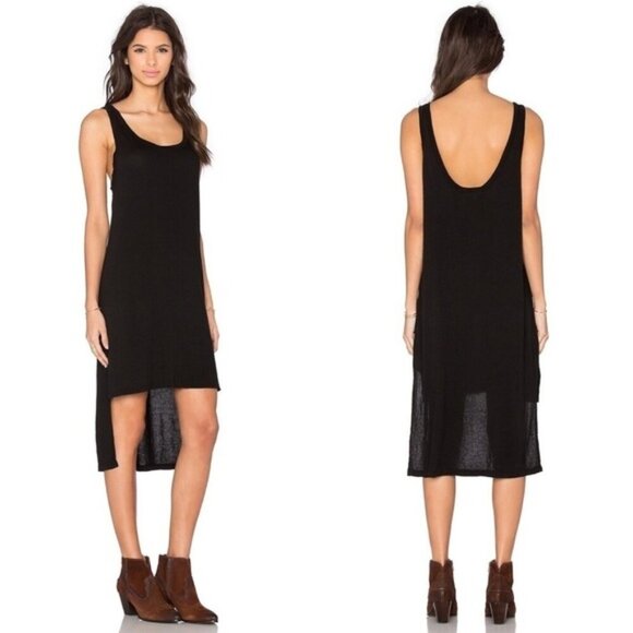 Revolve LNA Fiji Tank Dress High Low Sleeveless Gauze Black Bikini Coverup XS - Picture 3 of 12